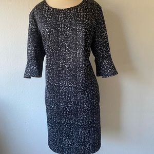 Business casual boxy dress with bell sleeves